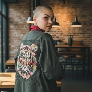 Vintage Embroidered Tiger Jacket Y2K Streetwear Military Utility Unisex Coat